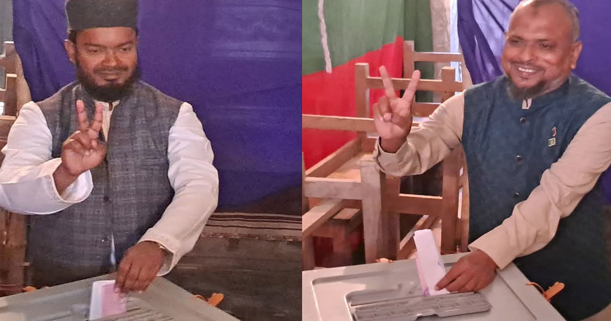একই কক্ষে একই সময় ভোট দিলেন নড়াইল-২ আসনের দুই পার্থী