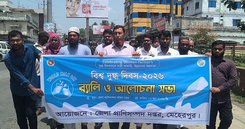 মেহেরপুরে বিশ্ব দুগ্ধ দিবস উপলক্ষে র‍্যালি ও আলোচনা সভা অনুষ্ঠিত