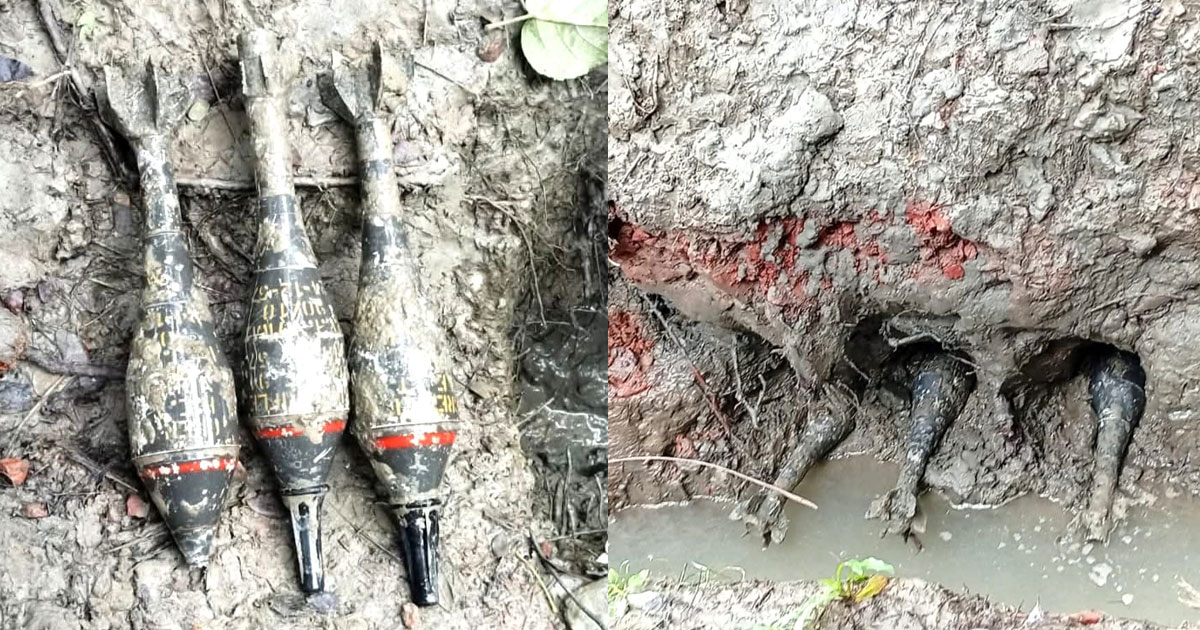 লক্ষ্মীপুরে মাটি খুঁড়তেই বেরিয়ে এলো ৩ মর্টার শেল